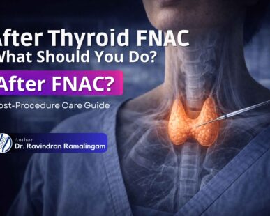 Thyroid FNAC biopsy aftercare showing mild swelling and proper healing process